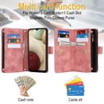 thumbnail image 4 of for Samsung Galaxy A12 5G Wallet Case with Card Holder for Women Men, Phone Case RFID Blocking PU Leather Flip Shockproof Cover with Shoulder+Wrist Strap Zipper Credit Card Slots Stand,Rosegold, 4 of 7
