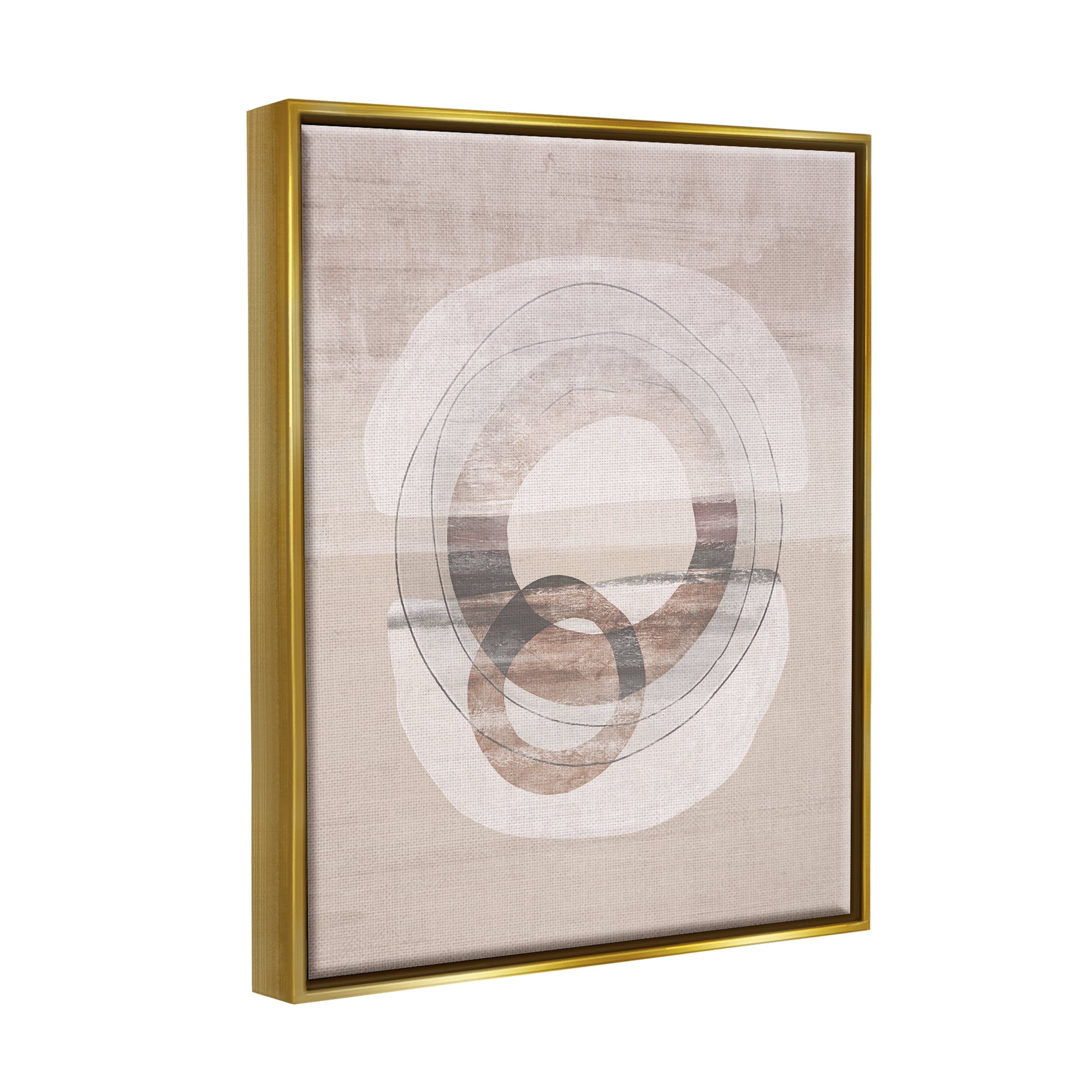 Stupell Round Boho Circles Contemporary Abstract Painting Gold Floater Framed Art Print Wall Art