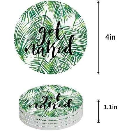 

ZHANZZK Tropical Palm Leaves Get Set of 8 Round Coaster for Drinks Absorbent Ceramic Stone Coasters Cup Mat with Cork Base for Home Kitchen Room Coffee Table Bar Decor