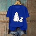 thumbnail image 2 of Womens Comfortable Merry Halloween Print O Neck T Shirt Round Neck Fit Pullover Tops Casual Short Sleeve Workout Shirts, 2 of 4