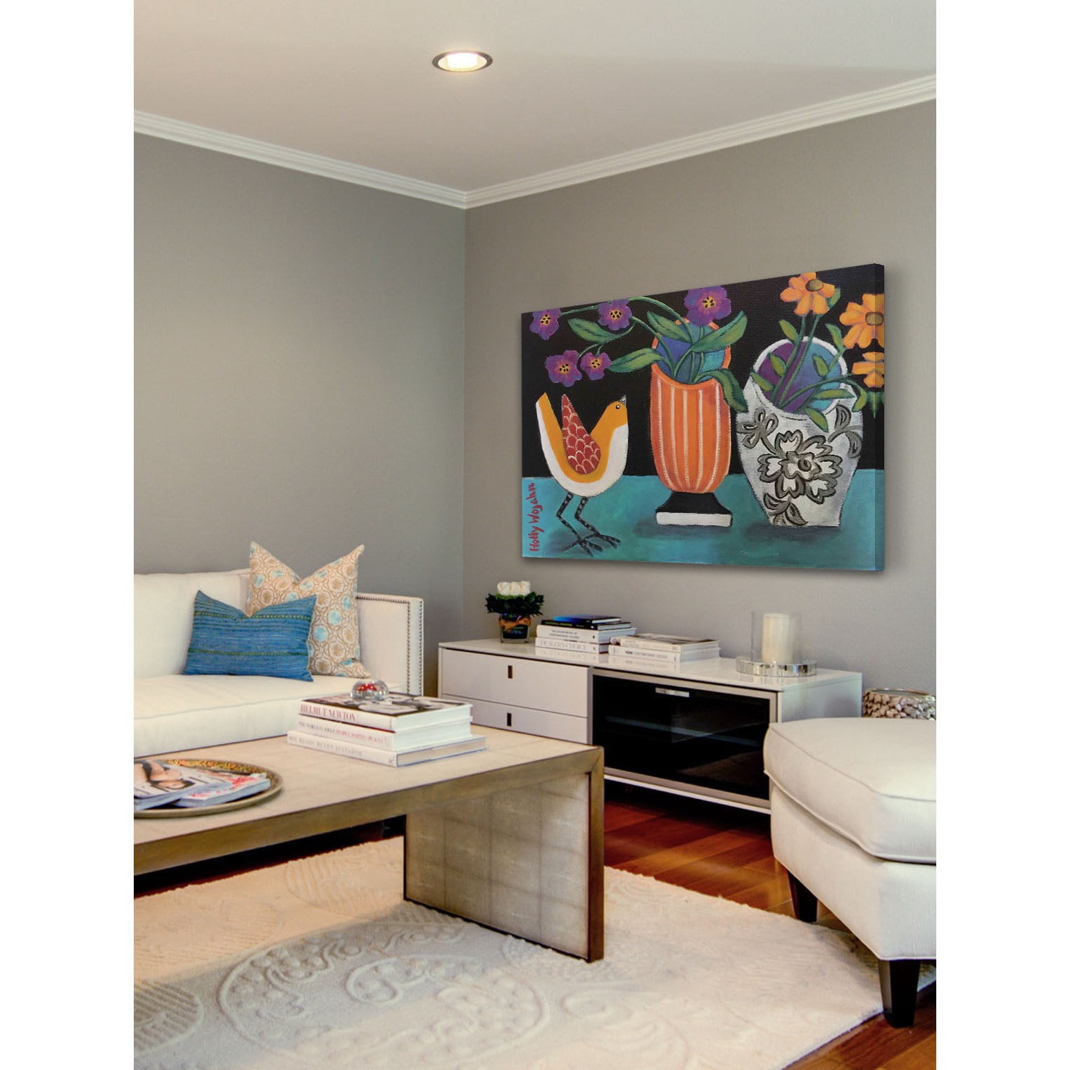 Marmont Hill "Two More Cheery Vases and a Chirp More" Painting Print on Canvas