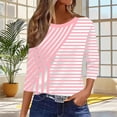 thumbnail image 7 of cocolona Womens Casual Striped Tops Crew Neck 3/4 Sleeve Pullover Shirts Outfits Basic Tees, 7 of 7