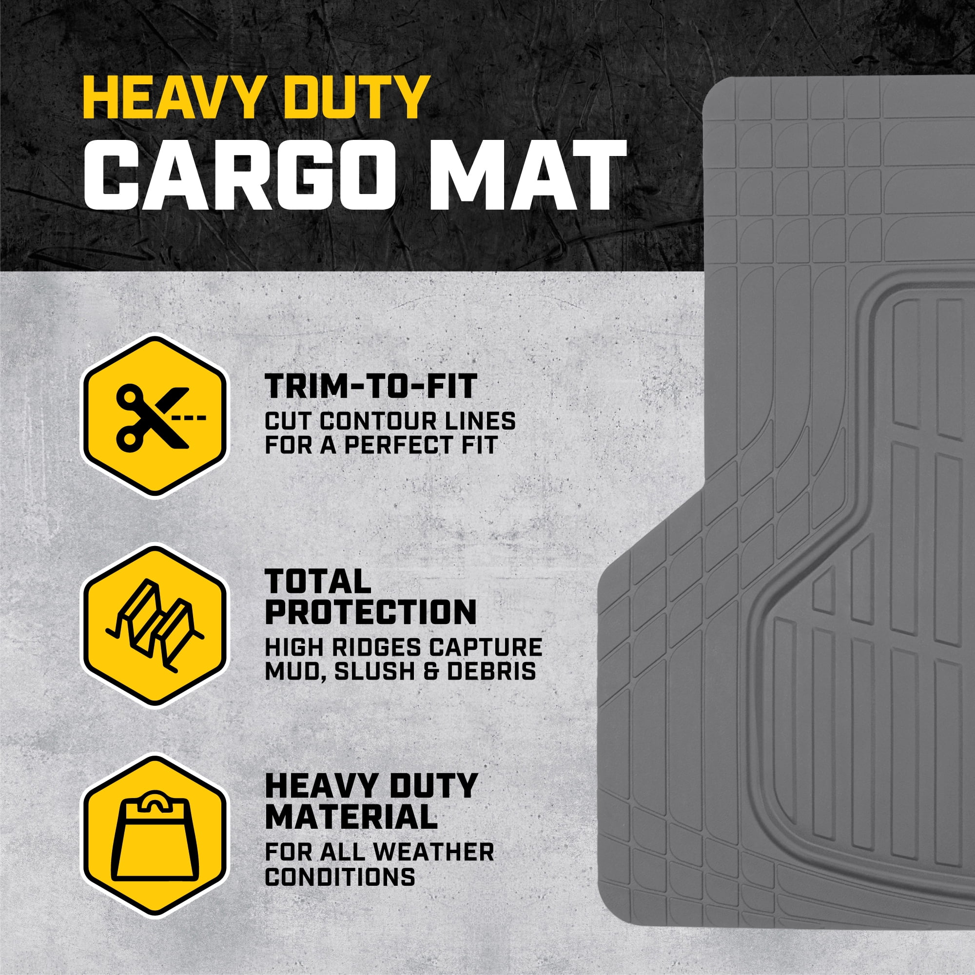 Cat® ToughRide Heavy Duty Rubber Floor Mats & Cargo Trunk Liner for Car SUV Van Sedan, Gray