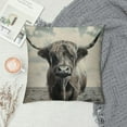 thumbnail image 2 of Wuche Black and White Throw Pillow Cover Patio Furniture Scottish Highland Cow on Isle of Mull Decorative Cushion Cases Home Multiple specifications, 2 of 5