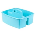 thumbnail image 3 of Storex Plastic Desktop Organizer Caddy with Handle, 2 Compartments, Teal, 6-Pack, 3 of 9