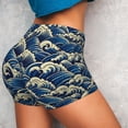 thumbnail image 4 of Balery Japanese Water Wave Pantalones cortos de entrenamiento estampados para mujer, sin costuras, ajustados, para gimnasio, yoga, correr, deportes, ejercicio activo, fitness.-Small, 4 of 8
