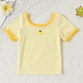 thumbnail image 4 of Ashirexll Shirts for Girls Spring and Summer Solid Color Short Sleeve Round Neck Top for Children, 4 of 6