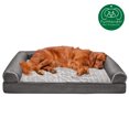 thumbnail image 5 of FurHaven Pet Products Luxe Fur & Performance Linen Memory Top Sofa Pet Bed for Dogs & Cats - Charcoal, Jumbo, 5 of 13