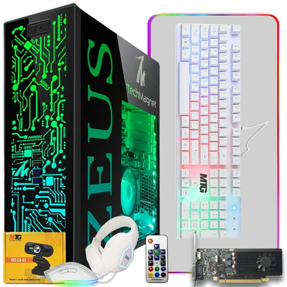 Restored TechMagnet Gaming Desktop PC,Intel Core i7 6th Gen,Zeus Pro 6,GT 1030,16GB ARGB RAM,256GB SSD+1TB HDD,4 in 1 Gaming Kit Webcam,WiFi,Windows 11 Pro