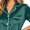 thumbnail image 5 of NominalSnug Satin Pajamas Sets for Women Short Sleeve Button down Sleepwear Wide Leg Pants Loungewear, 5 of 8