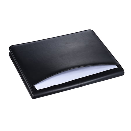 M Buder Multifunctional Professional Business Portfolio A4 Document Case Padfolio Folder Organizer PU Leather with Calculator, Black