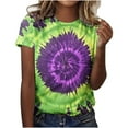thumbnail image 2 of YOTAMI Tie Dye Tshirts for Women Trendy Casual Printed Crew Neck Tops Short Sleeve Color Graphic T-Shirt Blouses Purple, 2 of 5