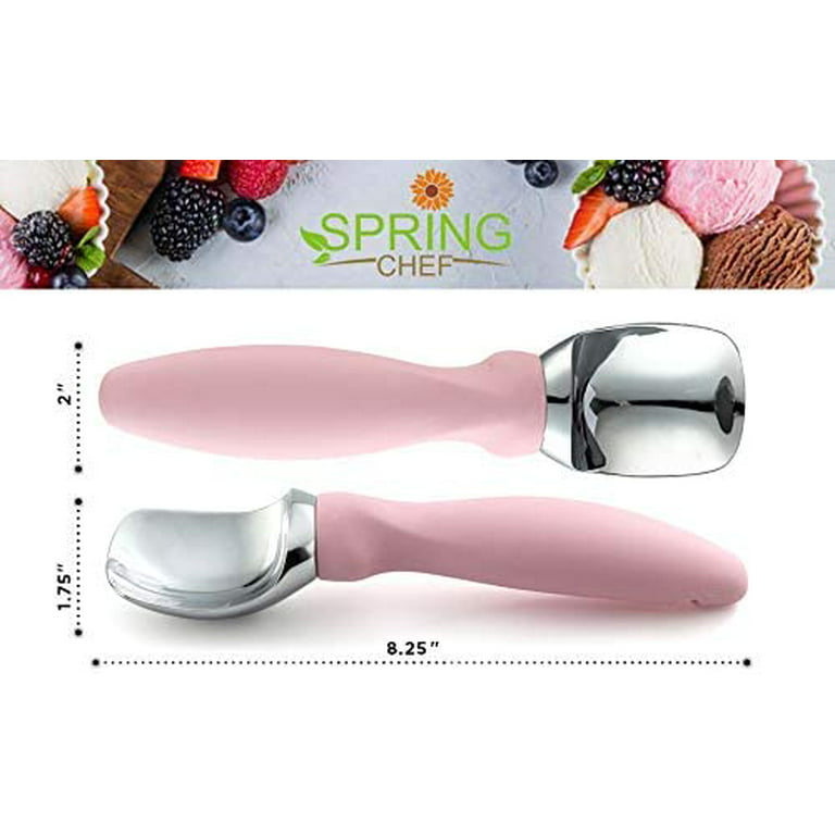 Spring Chef - Ice Cream Scoop, Premium Stainless Steel Ice Cream Spoon,  Must-have Kitchen Tool for Gelato, Sorbet and Cookie Dough, Black 