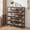 Grey Oak, variant on edx 5-Tier Metal Shoe Rack Organizer for Entryway, 16-20 Pairs Shoe Storage Shelf, Black with Wooden Top, Black