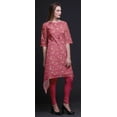 thumbnail image 4 of Bimba Pink Leaves & Blooming Camellias Floral Asymmetric Kurta Indian Tunic Tops For Women Printed Indian Clothing X-Large, 4 of 6