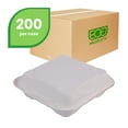 thumbnail image 3 of Eco-Products EP-HC91 9.00" x 9.00" x 3.00" Sugarcane Clamshells Food Box - 200 / Pack, 3 of 8