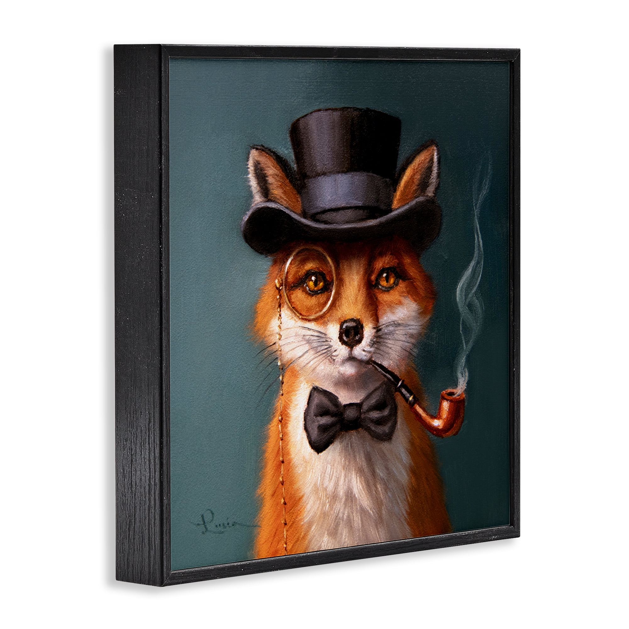 Stupell Industries Charming Dapper Fox Black Framed Giclee Art, design by Lucia Heffernan