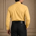 thumbnail image 5 of IROINNID Men Pleated Front Turndown Collar Button Front Long Sleeve Tuxedo Dress Shirt with Matching Bow Tie formal Wedding Banquet Ceremony Top(Yellow,S), 5 of 7