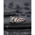 thumbnail image 4 of Cushion Cut Cluster Moss Agate Engagement Ring, Moss Agate Diamond Promise Ring, 14K Gold Wedding Ring Anniversary Gift for her, 4 of 5
