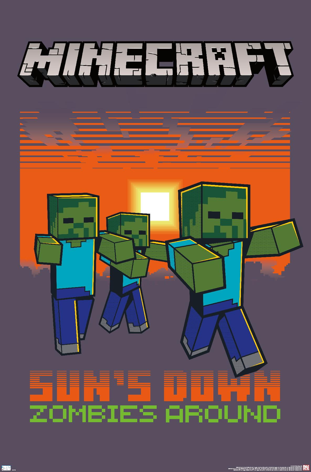 Minecraft Zombies Around Wall Poster, 22.375" x 34"