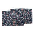 thumbnail image 3 of S4Sassy Blue Folk Art Bird & Floral Washable Printed Dining Reversible Tablemats With Napkins Set, 3 of 3