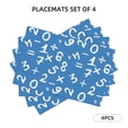 thumbnail image 2 of Placemats Set Of 4 / 6, Blue Math Print Placemats For Dining Table Indoor/Outdoors Heat Resistant Washable Placemats 18" X 12", 2 of 8