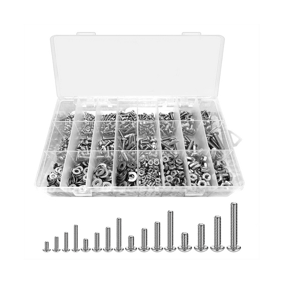 1110PCS Nuts and Bolts Assortment Kit, Stainless Steel Kit with Screws, Nuts, Bolts and Washers( 4-40 6-32 8-32 10-24)