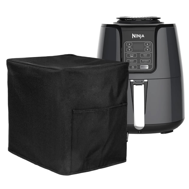 Crutello Funda para freidora de aire con bolsillos de almacenamiento para freidora de 5,5 cuartos, cubiertas selladas para freidora de aire, cubiertas antipolvo para electrodomésticos pequeños, negro,