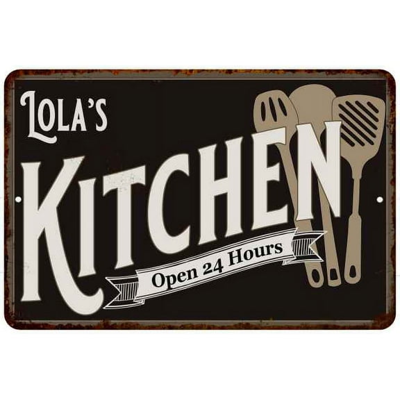 Lola's Kitchen Sign Metal Wall 8 x 12 High Gloss Metal 208120019361