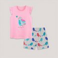 thumbnail image 2 of Toddler Girls Summer Clothes Baby Kids 1T 2T 3T 4T 5T 6T 7T Flying Sleeve Cute Cartoon Printed T-Shirt Tops + Shorts Outfits Sets Kaprioy Toddler Girl Summer Outfits, 2 of 6