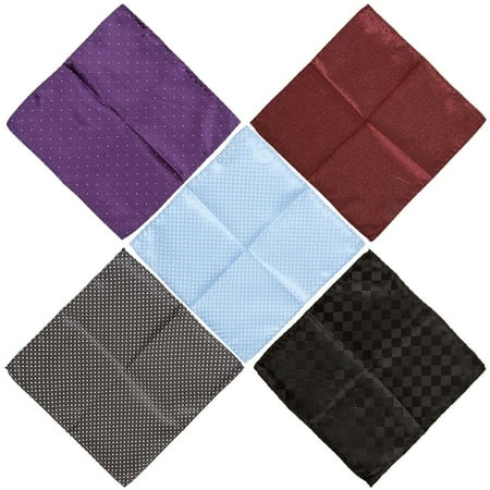 BMC Mens 5 pc Mixed Pattern Design Fabric Handkerchief Fashion Pocket Squares