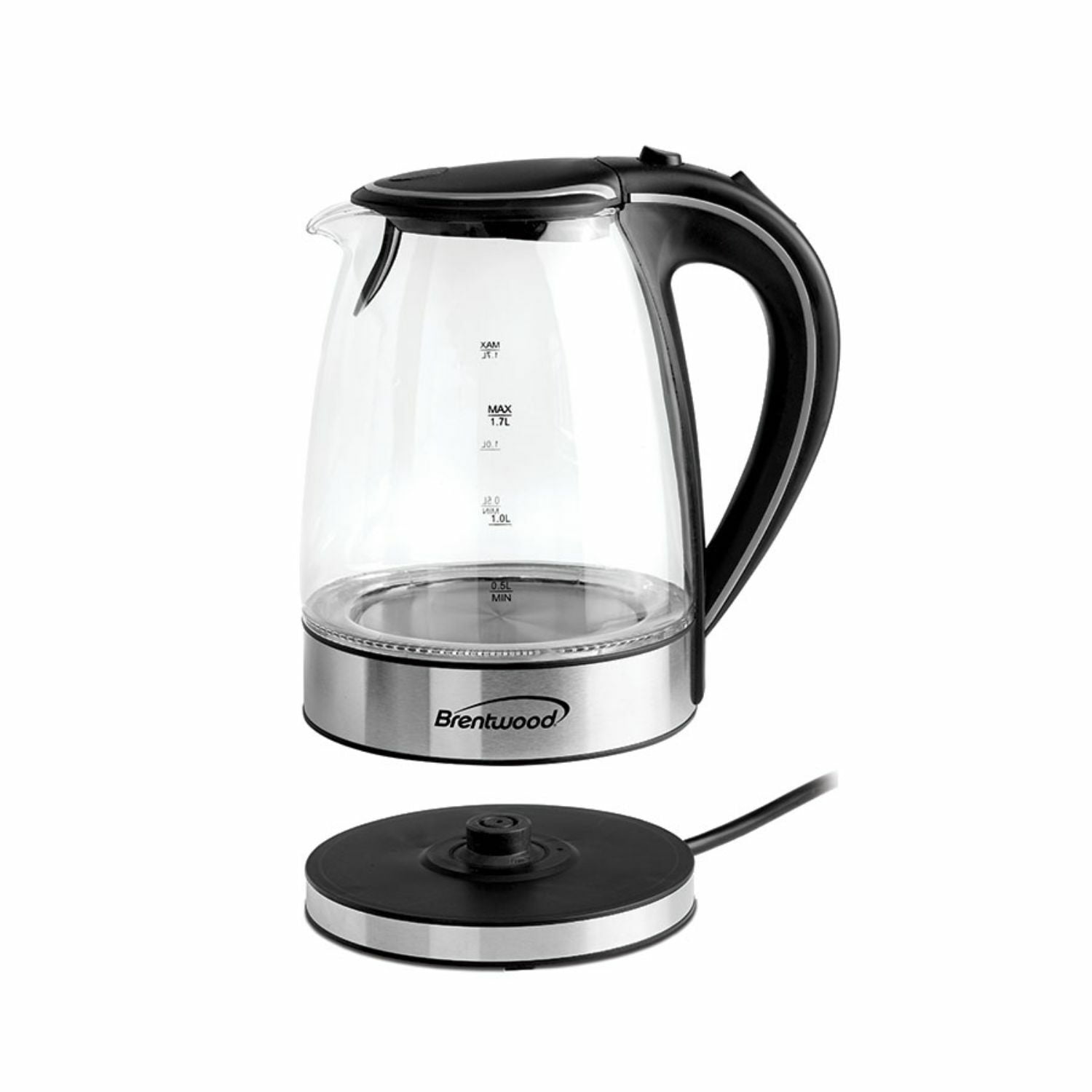 Brentwood Kt-1982dbk 1.79-Qt. Cordless Digital Glass Electric Kettle with 6 Precise Temperature Presets and Swivel Base, Black
