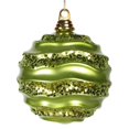 thumbnail image 1 of 8 in. Lime Candy Glitter Wave Ornament Ball, 1 of 1