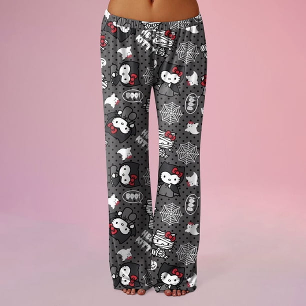 Pantalones de pijama Sanrio Hello Kitty Pajamas Pants for Womens Cute Hello Kitty Pajama Pants Printed Home Pants Pajamas Spring Long Pants Sleepwear Yoga Pants