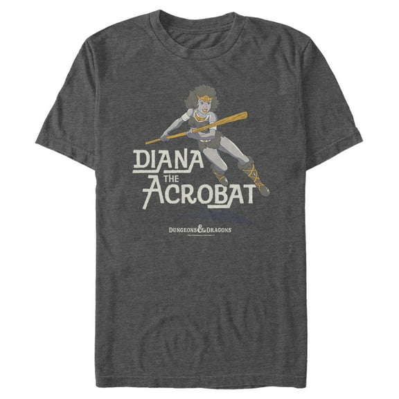 Men's Dungeons & Dragons Diana the Acrobat Pose Cartoon Graphic Tee Charcoal Heather X Large