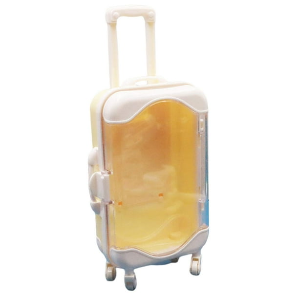 Mini carrito de equipaje Escena de vida Suministros para el hogar Baúl en miniatura Muñeca Joyería Pequeña Amarillo