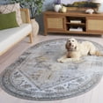 thumbnail image 3 of SAFAVIEH Tucson Jayla Oriental Machine Washable Area Rug, Beige/Gray, 5' x 8' Oval, 3 of 14