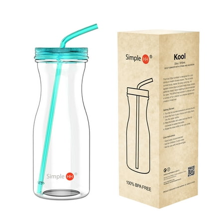 Tritan Water Bottle With Straw by SimpleHH: BPA Free Cold Drink | Water Container | Dishwasher-Safe Tumbler | Extra Wide Mouth w/ Easy Twist Lid | 33oz |