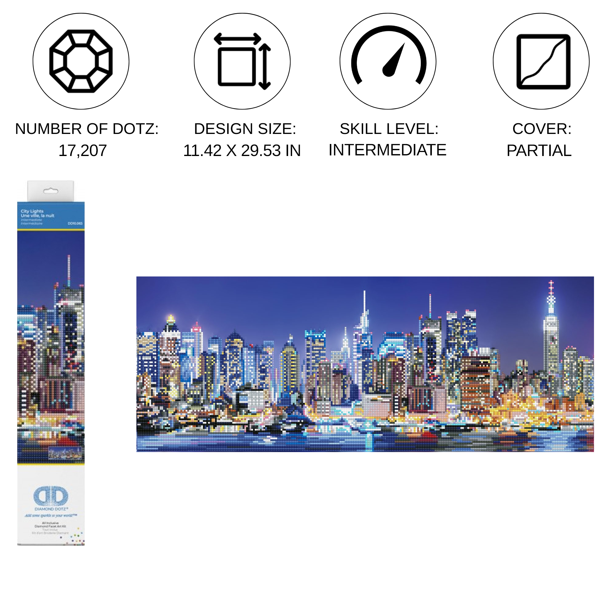 DIAMOND DOTZ® City Lights Landscape Diamond Painting Kit - 11.4" x 29.5"