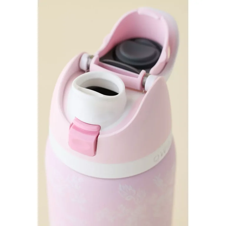 The OWA-LA Insulated Stainless Steel Water Bottle with Straw, Great for Travel, 32 oz, Ribbon Toile