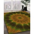 thumbnail image 3 of Ahgly Company Machine Washable Indoor Round Transitional Dark Yellow Green Area Rugs, 3' Round, 3 of 7