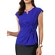 thumbnail image 1 of Camisetas de trabajo casuales para mujer con cuello en V y mangas cortas INSPIRE CHIC, talla XL, azul real, 1 of 6