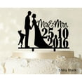 thumbnail image 1 of Personalized Mr And Mrs Wedding Cake Topper Dog Silhouette Custom Cake Topper Color Option Available 6-7 Inches Wide, 1 of 1