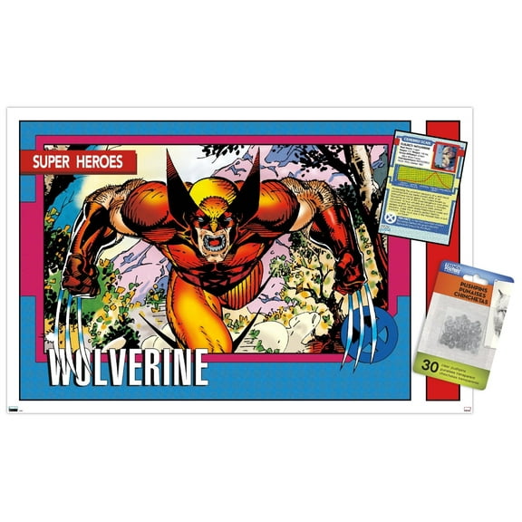 Marvel Trading Cards - Wolverine Wall Poster with Push Pins, 14.725" x 22.375"