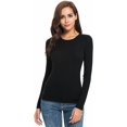 thumbnail image 1 of Women Long Sleeve Crew Neck/Scoop Neck Rayon Slim Fit Stretchy Layer T Shirts Tops, 1 of 4