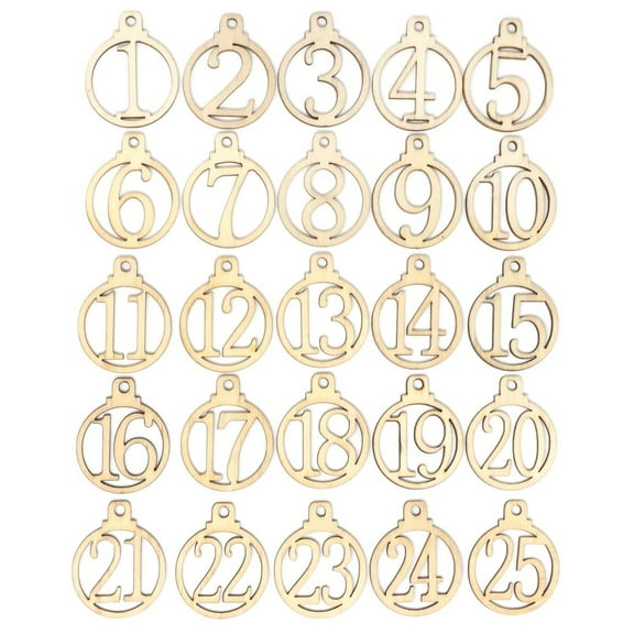 Wooden Advent Calendar Markers - 25 Piece Countdown Set for Christmas - Decorative Holiday Countdown Hangs - Great for Festive Celebrations 25PCS