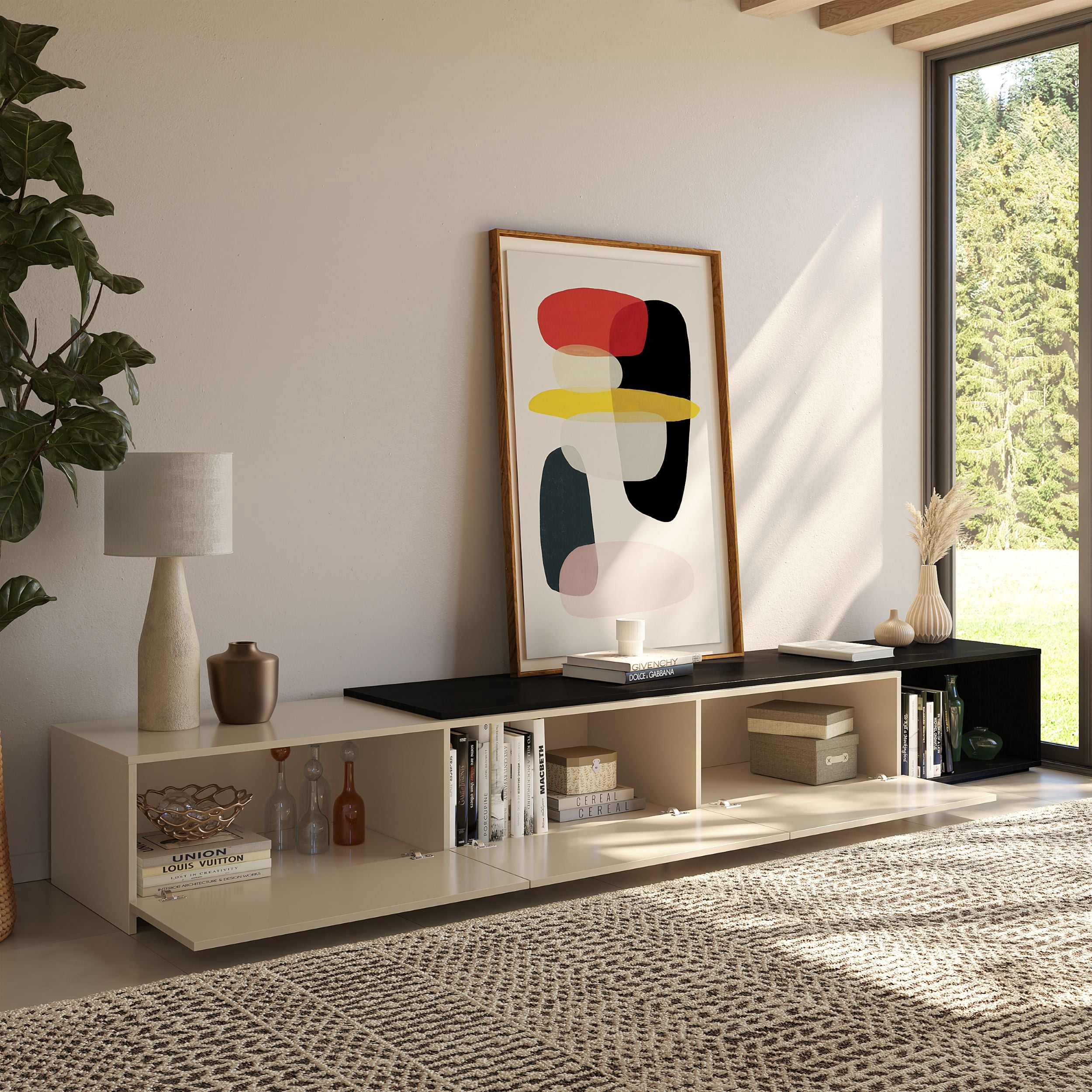 Meuble TV extensible (66 à 108 po) Nexera Arlo, Noir