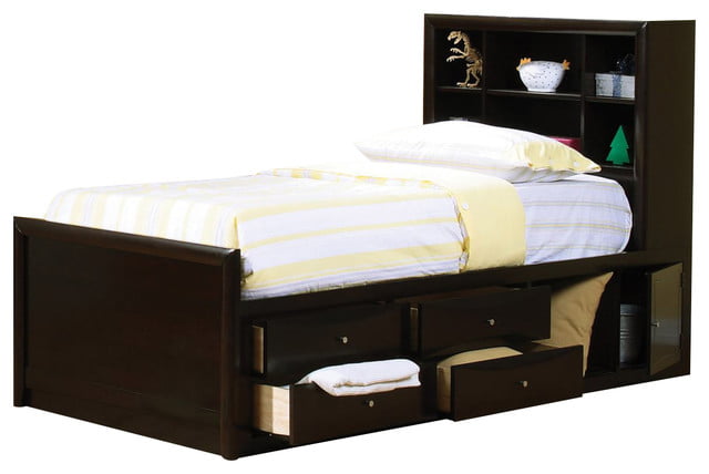 Eastern King Bookcase Bed With Underbed, Hillary Eastern King Bookcase Bedroom Design