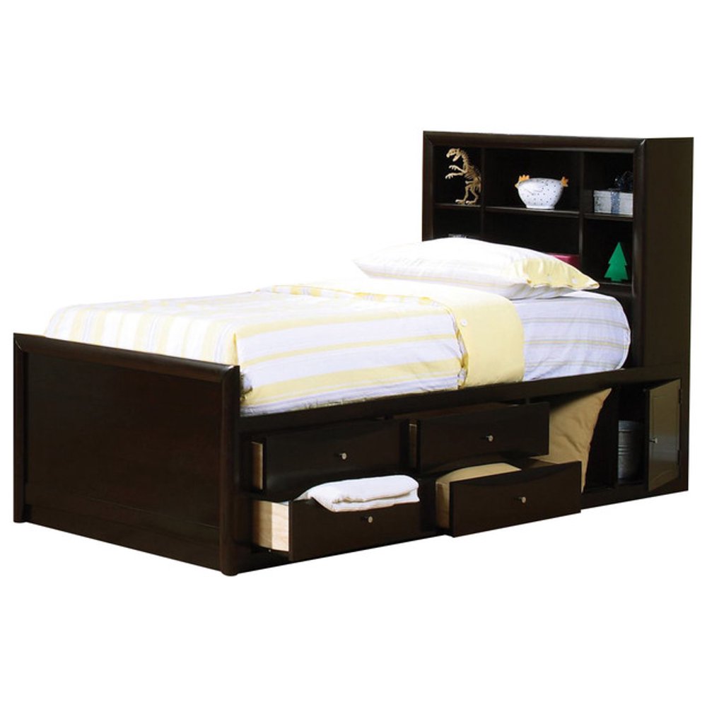 Twin Bookcase Bed With Underbed Storage Cappuccino Daybed 