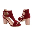thumbnail image 2 of SACFOF Womens Suede Peep Toe Chunky Heels Ankle Booties Cut Out Chunky Block Heeled Sandals Comfortable & Stylish Peep Toe Sandal, Ideal for Work, Parties & Casual Wear, 2 of 6